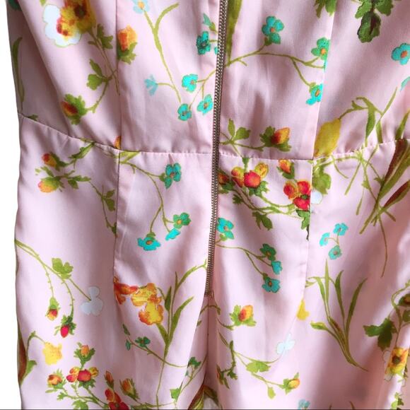 Copper Key Floral Print Romper Size S Faux Wrap Short Flutter Sleeves Outfit - Picture 10 of 12